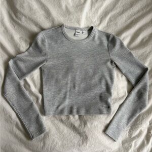 Gray Long Sleeve Ribbed Top from TNA